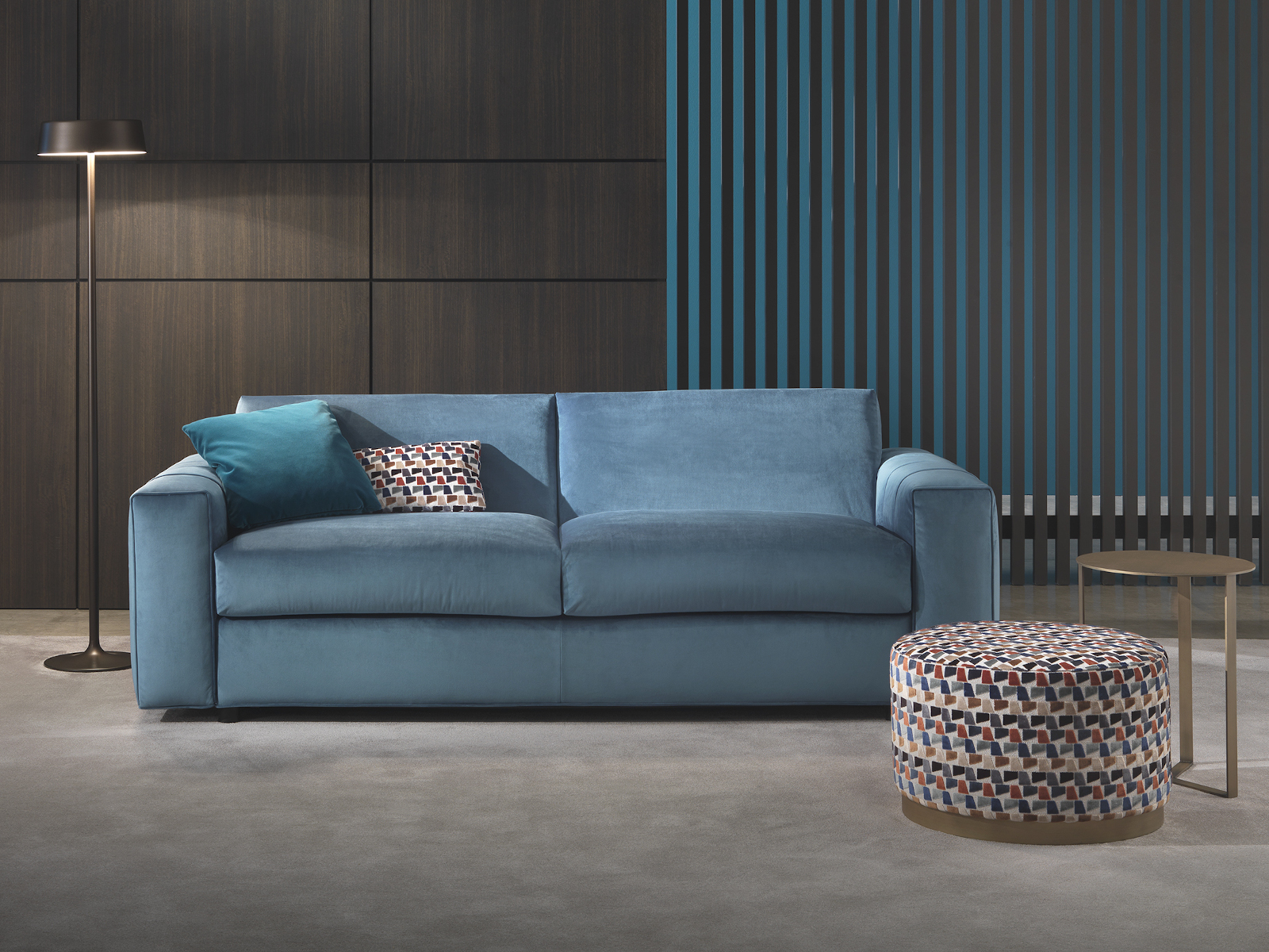 Sofabed modern luxury velvet light blue Kendall