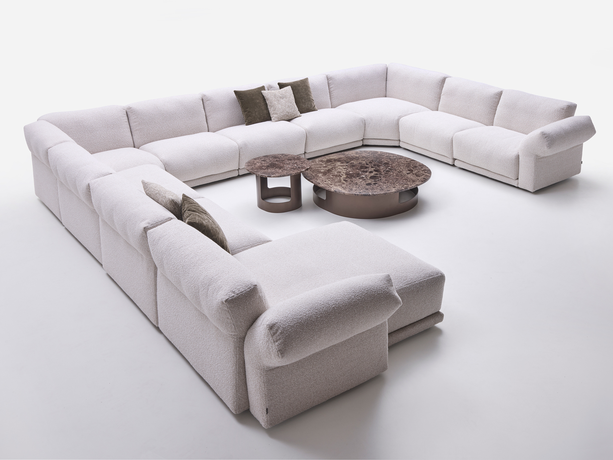 Divano angolare con tessuto boucle marelli Soft