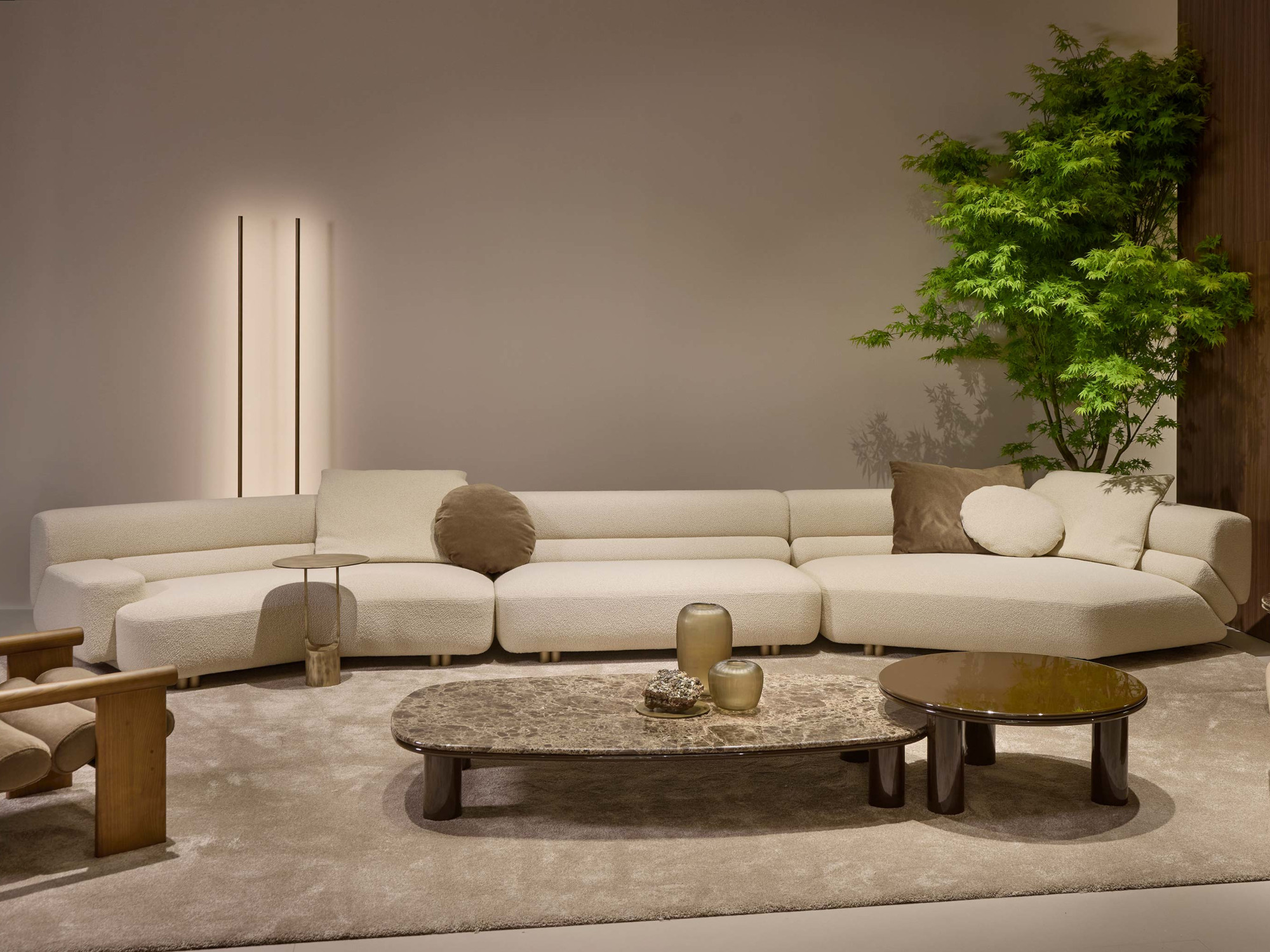 Linear sofa with dormeasue in fabric rubelli aries  Greg