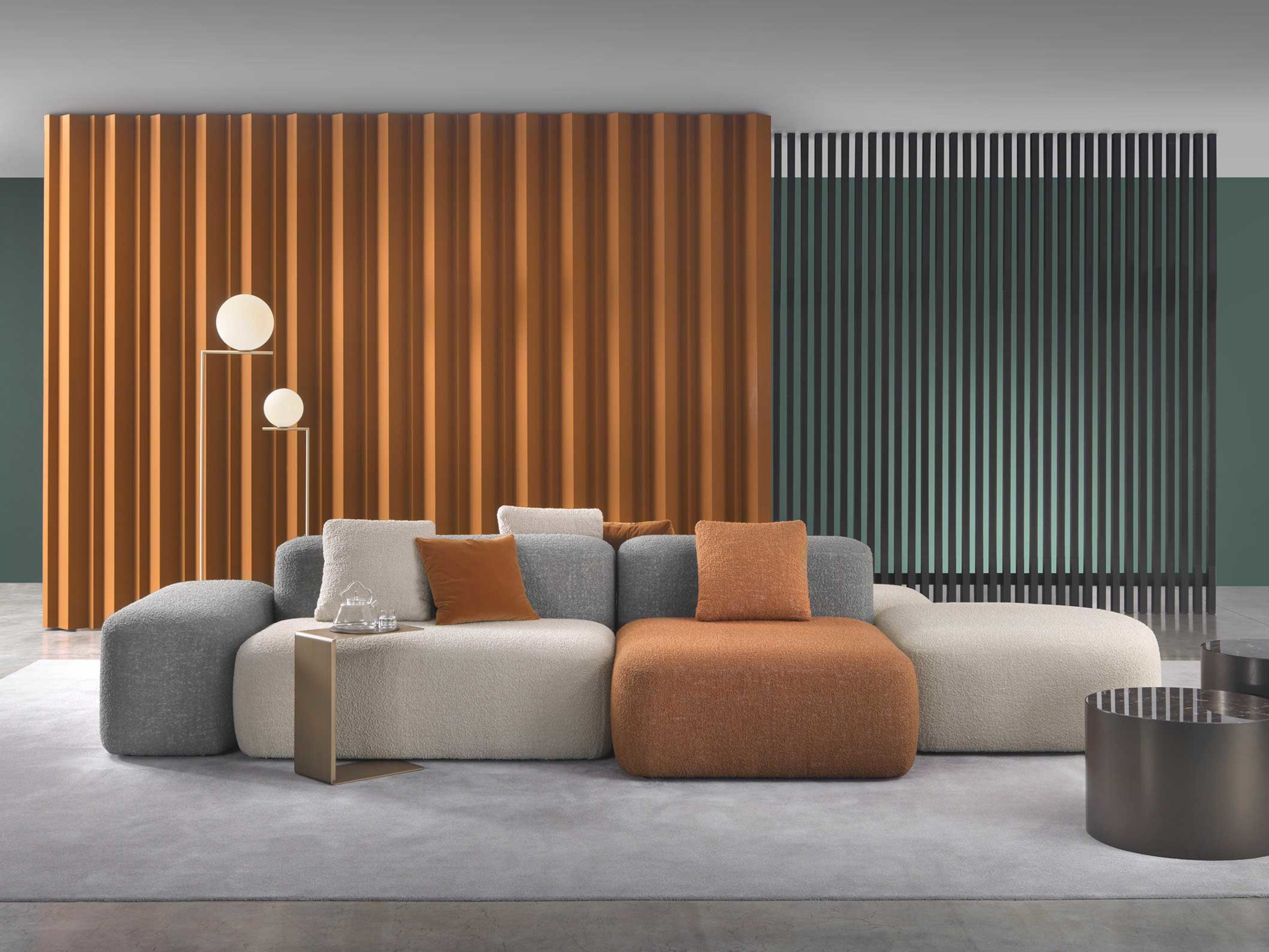 Composizione in tessuto boucle mix colori Sahara