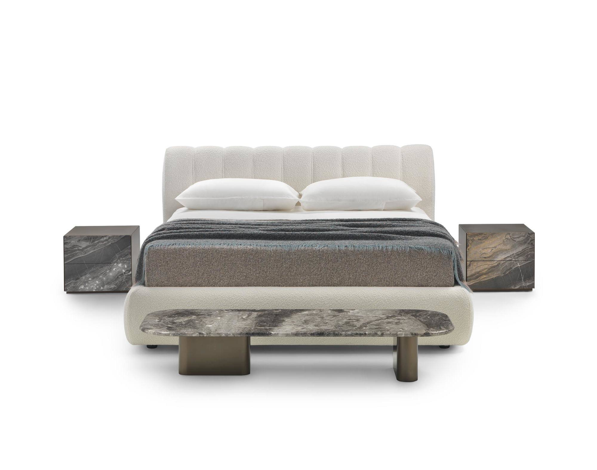 Letto contemporaneo in tessuto orsetto bianco Milo