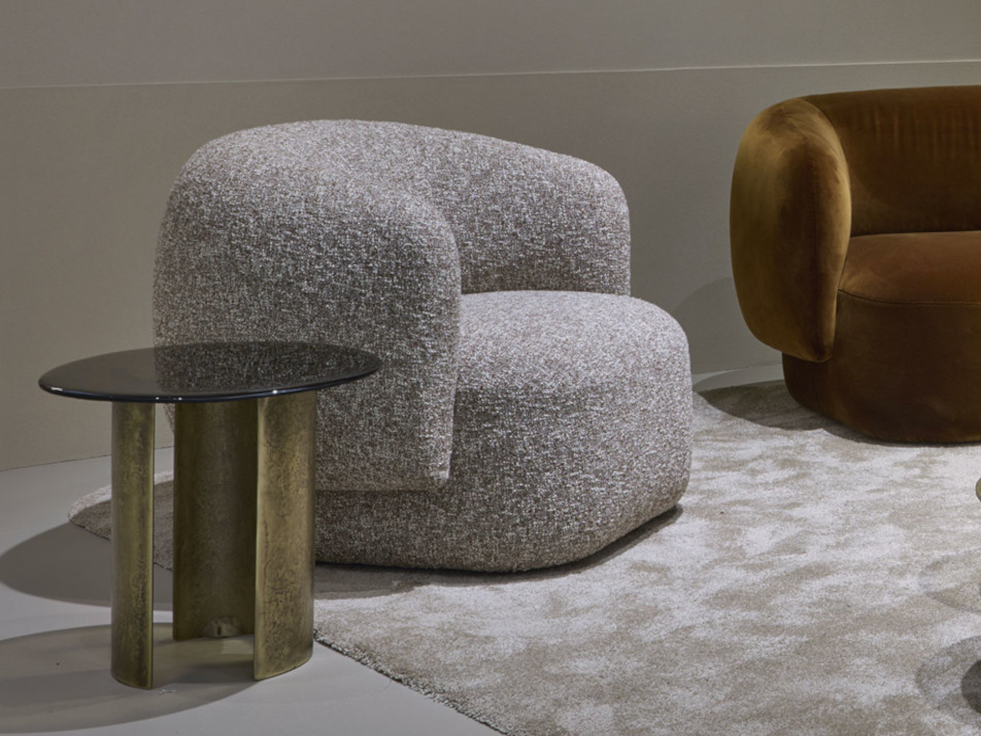 Armchair in special fabric zero by sahco boucle Noah