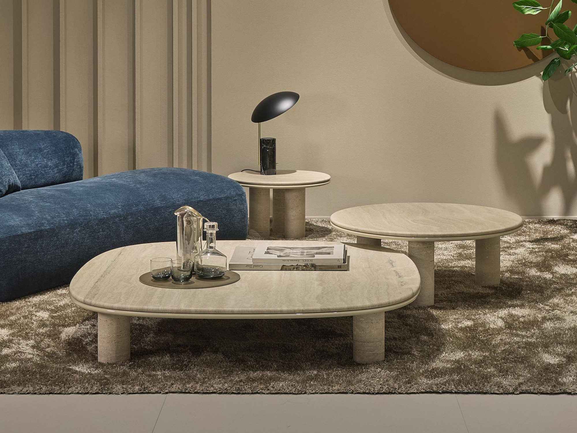 Coffee table marble top and base travertino beige  SImmy